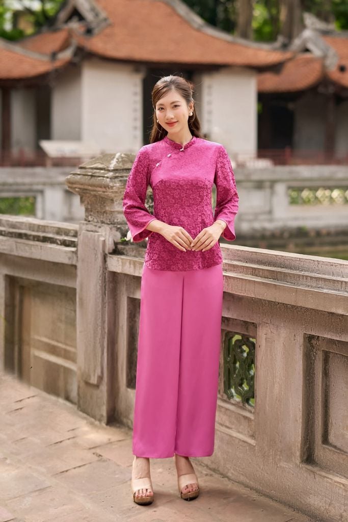  Bộ pháp phục đi chùa chất gấm tơ tằm cổ tấc cách điệu 