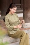  Bộ pháp phục đi chùa chất gấm tơ tằm cổ tấc cách điệu 