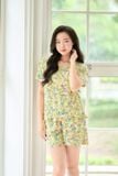  Bộ mặc nhà nữ dáng quần đùi cộc tay gấu bèo chất lanh họa tiết hoa mềm 