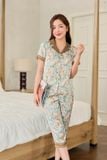  Bộ pijama lửng mặc nhà nữ Cardina họa tiết có phối chất lụa Satin 