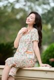  Bộ lửng mặc nhà chất liệu lanh mát mẻ, phối cổ bèo nữ tính 