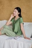  Bộ lửng mặc nhà nữ Cardina chất liệu đũi bamboo cổ trụ phối 