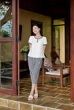  Bộ lửng mặc nhà nữ Cardina chất liệu đũi bamboo cổ trụ phối 