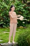  Bộ lửng mặc nhà nữ Cardina chất liệu đũi bamboo cổ trụ phối 