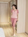  Bộ lửng mặc nhà nữ chất tăm lạnh dáng cổ trụ có phối 