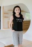  Đồ bộ cotton nữ dáng lửng hoạ tiết phối áo sát nách Cardina 
