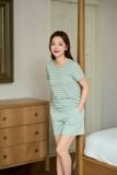  Bộ đùi mặc nhà nữ Cardina chính hãng chất liệu cotton áo kẻ 