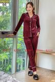  Bộ pijama nhung mềm mịn, thiết kế viền trắng sang trọng. 