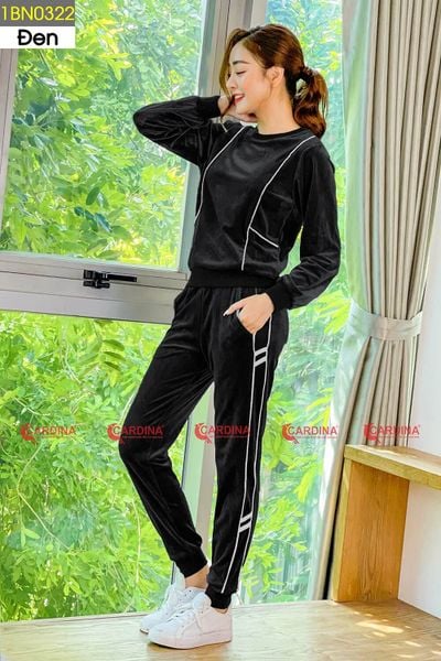  Bộ mặc nhà thu đông chất nhung siêu mềm mịn, kiểu dáng thể thao 