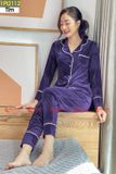  Bộ pijama nhung mềm mịn, thiết kế viền trắng sang trọng. 