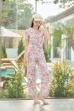  Bộ đũi nữ hoạ tiết thanh lịch dáng quần dài cổ vest có phối 