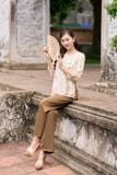  Bộ pháp phục đi chùa chất lụa cổ tròn xẻ sườn thanh lịch Cardina 