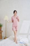  Bộ pyjama đùi mặc nhà nữ chất lụa có lé viền ngắn tay 