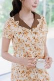  Bộ pijama lụa kiểu dáng quần đùi áo phối cổ họa tiết 