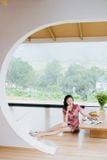  Bộ pijama lụa kiểu dáng quần đùi áo phối cổ họa tiết 