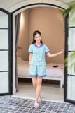  Bộ pijama đùi mặc nhà nữ Cardina chất liệu thô có phối 