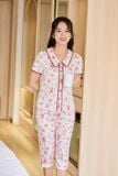  Đồ bộ pijama lửng chất liệu lụa Satin mềm mại, dáng cổ sen có lé 