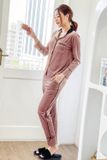  Bộ Pijama thu đông chất nhung tăm, kiểu dáng phối cổ cao cấp 