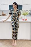  Bộ pijama lụa tay phồng quần dài, đồ bộ Pijama cao cấp 