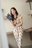  Bộ pijama lửng nữ mặc nhà chất liệu lụa tay liền phối cổ 