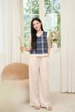  Bộ đồ nữ Younger by Cardina vải thô kẻ sát nách dáng áo suông quần đùi 