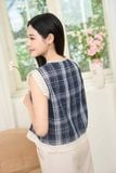  Bộ đồ nữ Younger by Cardina vải thô kẻ sát nách dáng áo suông quần đùi 