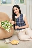  Bộ đồ nữ Younger by Cardina vải thô kẻ sát nách dáng áo suông quần đùi 