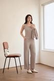  Bộ quần dài kèm áo cardigan chất liệu len tăm co giãn thoải mái, giữ ấm tốt 