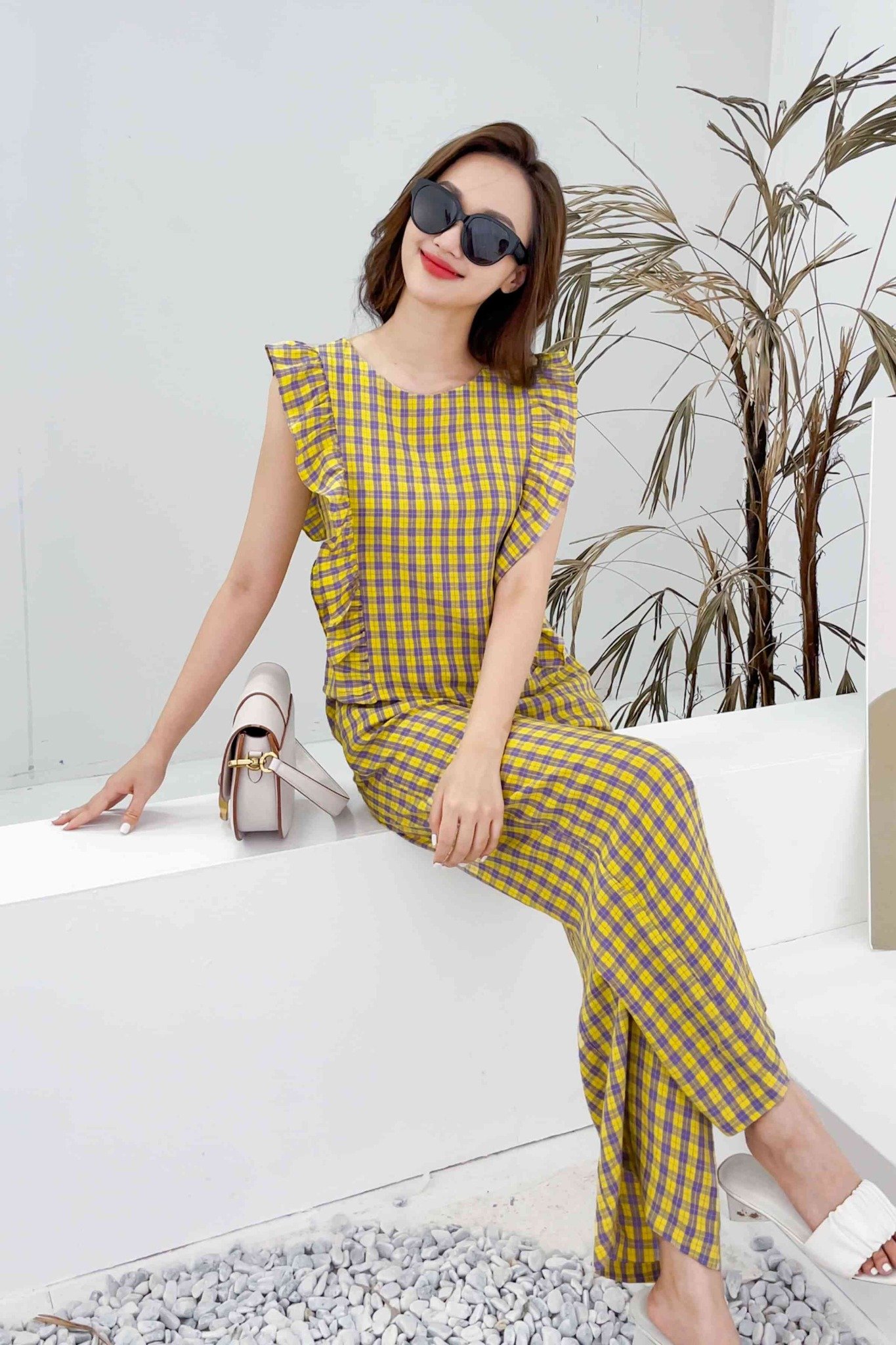 bộ kẻ caro mặc nhà