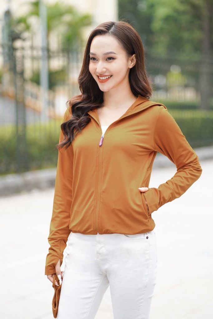  Áo khoác chống nắng nữ ngắn 2 lớp, chất thun lạnh 