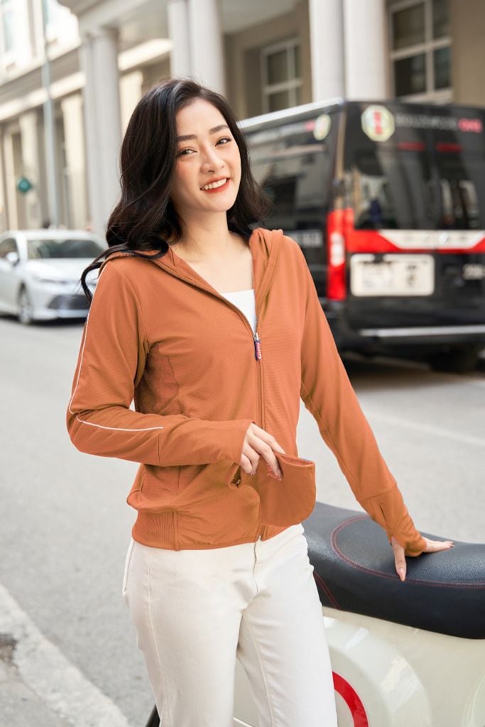  Áo chống nắng nữ 2 lớp Cardina 2023 dáng ngắn bo gấu 