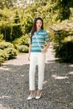  Áo mongtogi kẻ cổ polo tay lỡ trẻ trung, bo gấu che khuyết điểm 