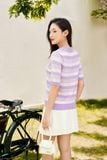  Áo mongtogi kẻ cổ polo tay lỡ trẻ trung, bo gấu che khuyết điểm 