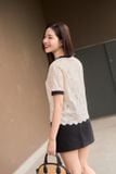  Áo ren cộc tay phối màu tag ngực 