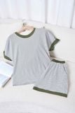 Bộ đồ mặc nhà Cardina vải cotton 4 chiều kẻ ngang phối gấu 