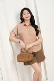  Áo sơ mi vai chờm túi ngực cổ đức tay lơ vê thanh lịch 