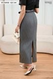  Chân váy nữ Cardina dòng Younger vải tuyết si thiết kế kẻ sọc dáng Midi túi giả 