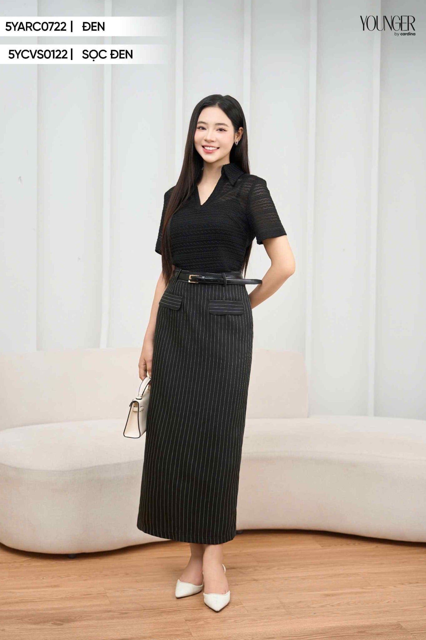 cách phối đồ với chân váy dài qua gối