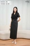  Chân váy nữ Cardina dòng Younger vải tuyết si thiết kế kẻ sọc dáng Midi túi giả 