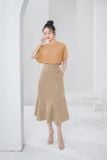  Chân váy linen đuôi cá phối cúc lệch có túi sườn Cardina 