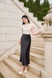  Chân váy đuôi cá chất lụa satin cạp váy liền chun trong trendy 