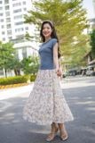  Chân váy chiffon maxi dập ly Cardina 