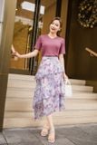  Chân váy chiffon, kiểu dáng 3 tầng bèo chéo nữ tính 