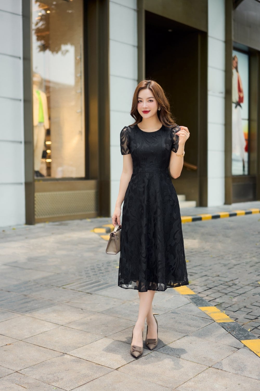Đầm trung niên dáng chữ A