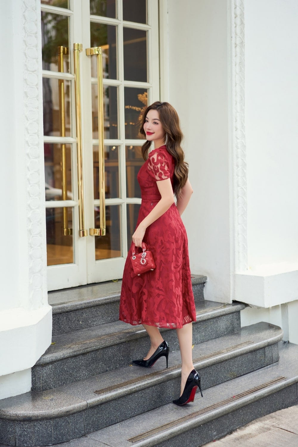 Đầm trung niên dáng chữ A
