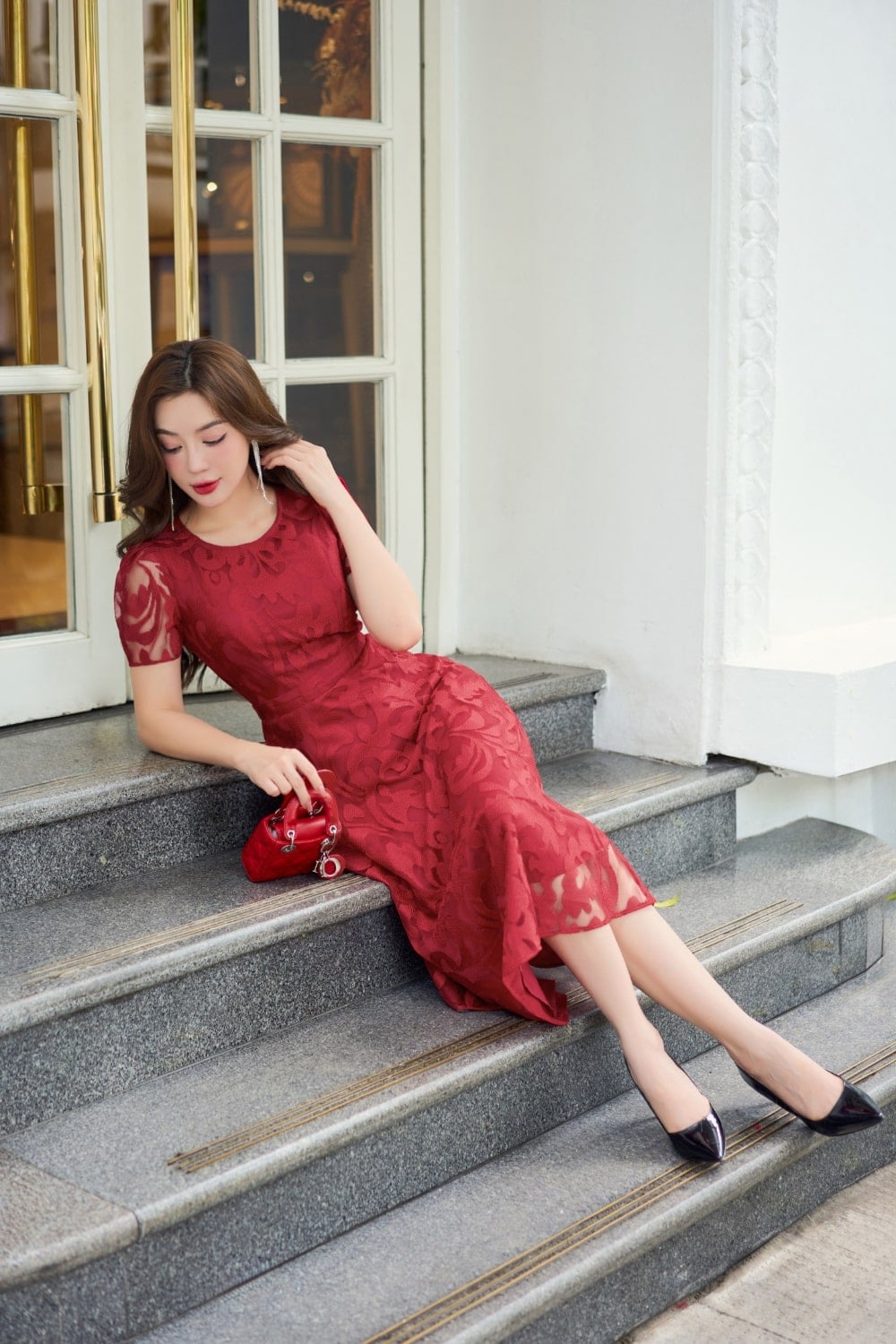 Đầm trung niên dáng chữ A