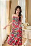  Váy thiết kế cổ yếm chất lanh tre cao cấp Cardina 
