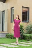  Đầm suông nữ NOHU 2026 chất liệu đũi Bamboo dáng tay liền thêu hoa 