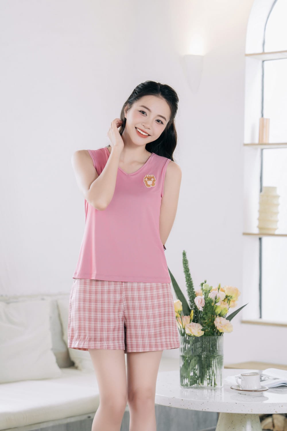 bộ kẻ caro mặc nhà