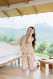  Đồ mặc nhà dáng đùi phối áo sát nách gấu bèo chất lụa Hàn Châu 